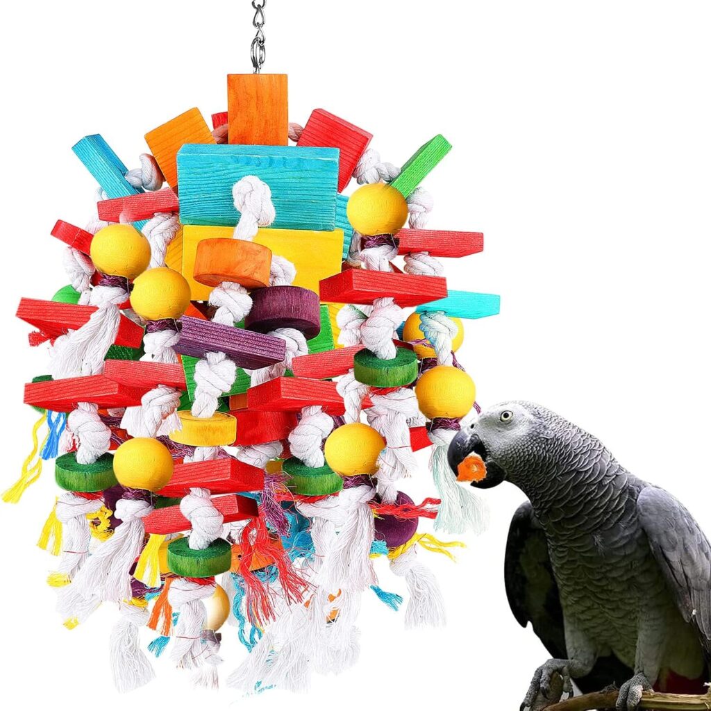 Bird Parrot Chewing Toys，Multicolored Wooden Blocks Tearing ToysBest Bird Toys for African Grey Parrot